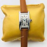 Swiss Replica Cartier Tank Americaine Lady Watches SS White Face